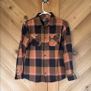 Salty Crew Boy’s Plaid Flannel Shirt in Orange and Black size XL